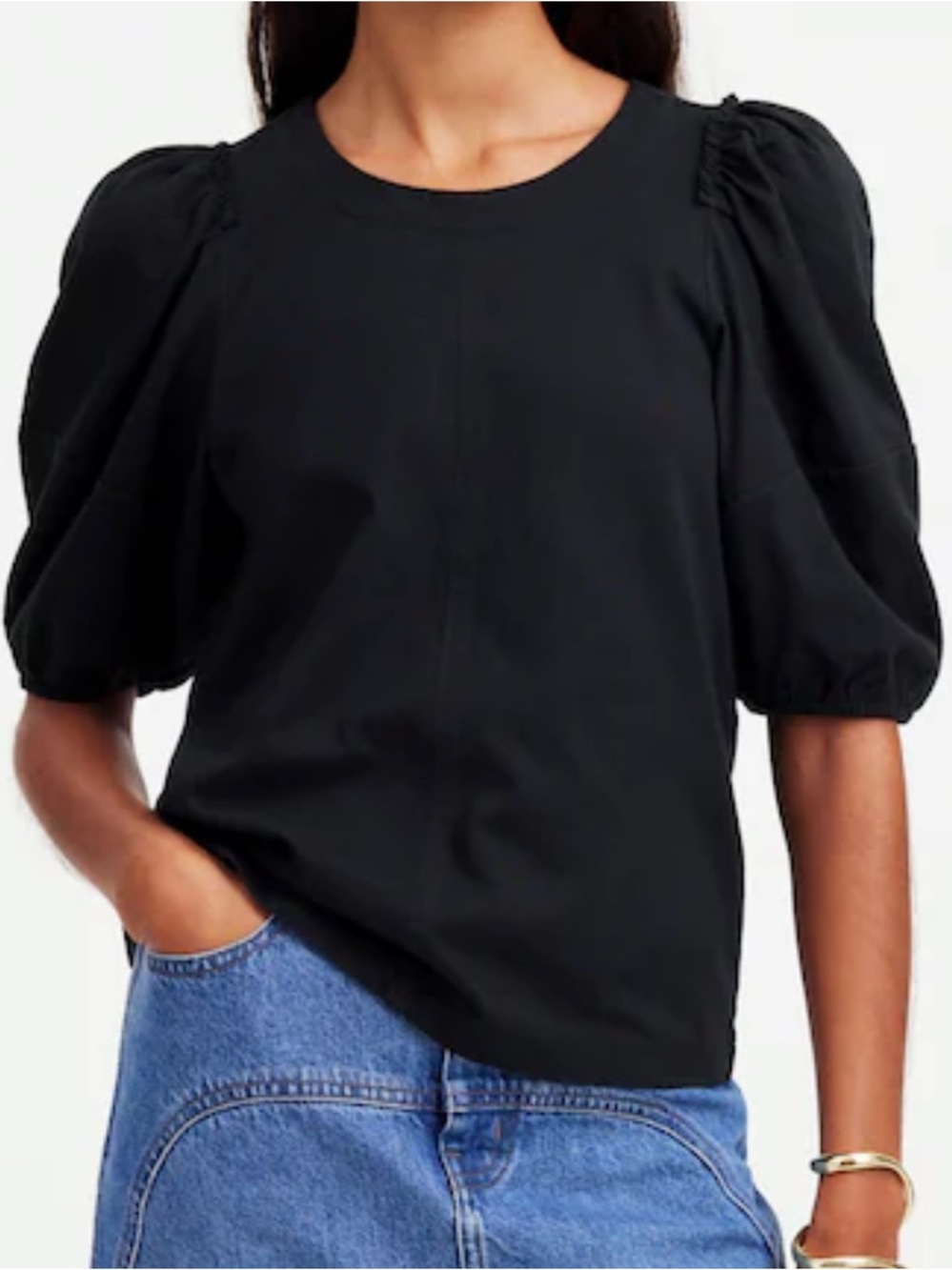Madewell Black Puff Sleeve Top - Size Small